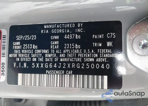 2024 Kia K5 Gt-Line from USA, damaged, VIN 5XXG64J2XRG250040